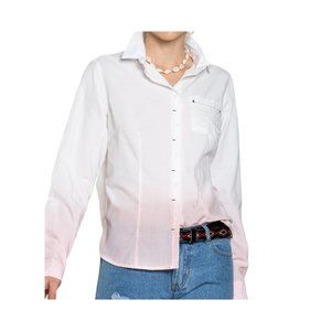 100% Cotton Long Sleeve Dip Dyed Button Down Shirt